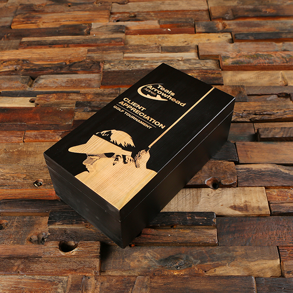 Custom wood box black pine with lid
