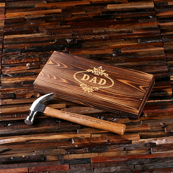 Personalized Hammer Hardware Tool with Keepsake Wood Box