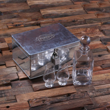 Personalized Whiskey Decanter, Snifter Glasses & Tin Box T-025302