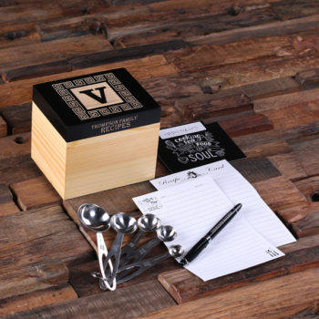 Chef's Personalized Recipe Card Gift Box & Cooking Tools - Style 2 in Black