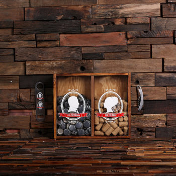 Personalized Beer Cap & Wine Cork Holder - Bride and Groom Print Front T-025335-F