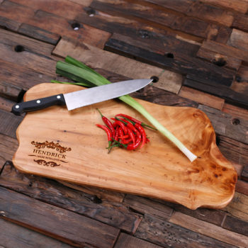 Personalized Cedar Wood Engraved & Monogrammed Cutting Board T-025205 foodie gifts for men
