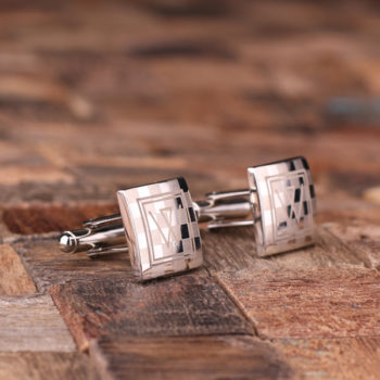 Personalized Engraved Checkered Monogram Cuff Link Set T-025059