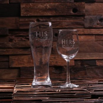 Personalized His and Hers Mr. & Mrs. Wine and Beer Glass T-025135