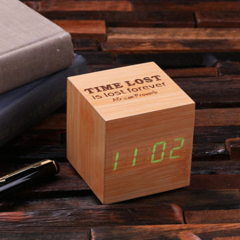 Custom Desktop Wood Clock Business Gift Idea Promotional giveaway