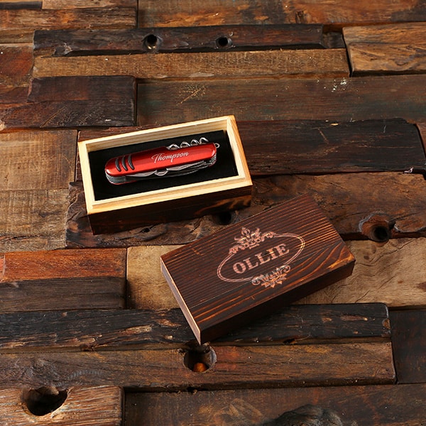 Personalised 11-Tool Red Utility Pocket Knife & Gift Box - Teals Prairie