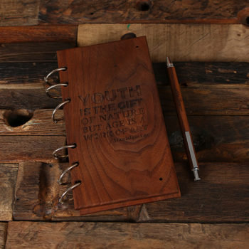 wood journal with pen gift set