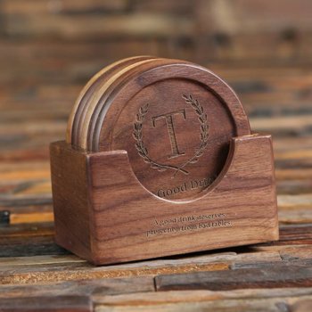 6 Pcs Wood Coaster Set Corporate Gift Solutions