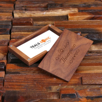 Personalised wood business card holder