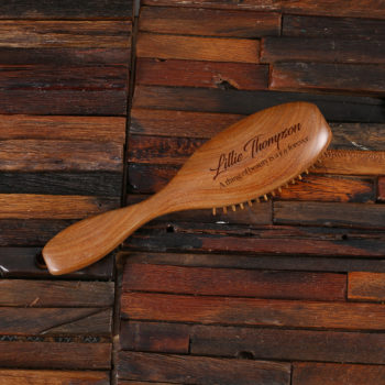 personalised wood hair-bursh with wood bristles