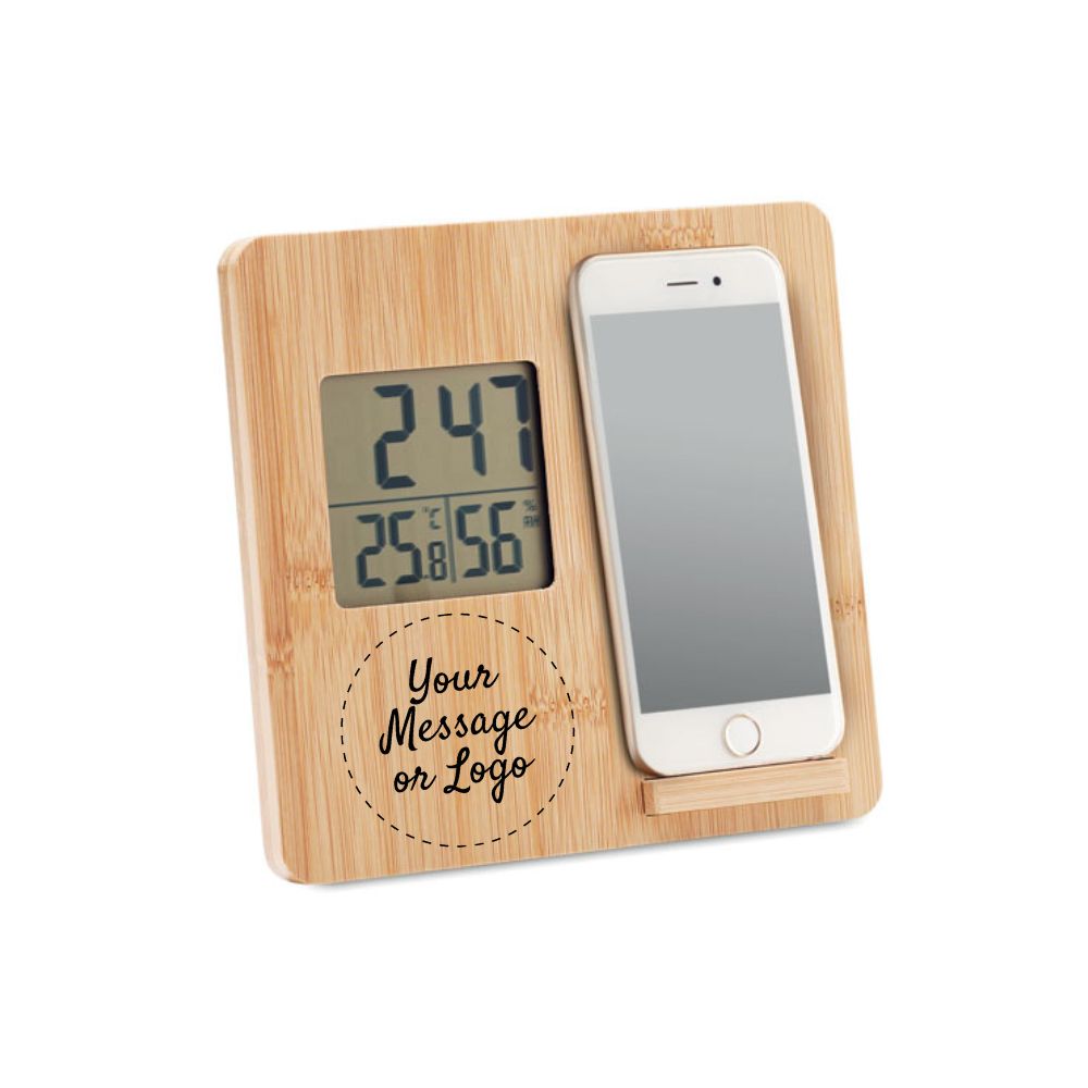 wireless charger weather station clock with corporate branding